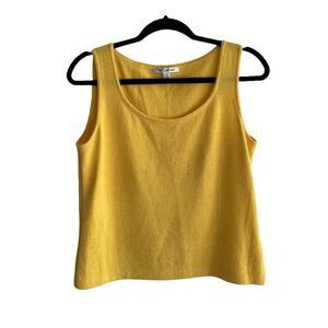ST JOHN Wool Knit Scoop Neck Sleeveless Lightweight Sweater Tank Top Yellow S